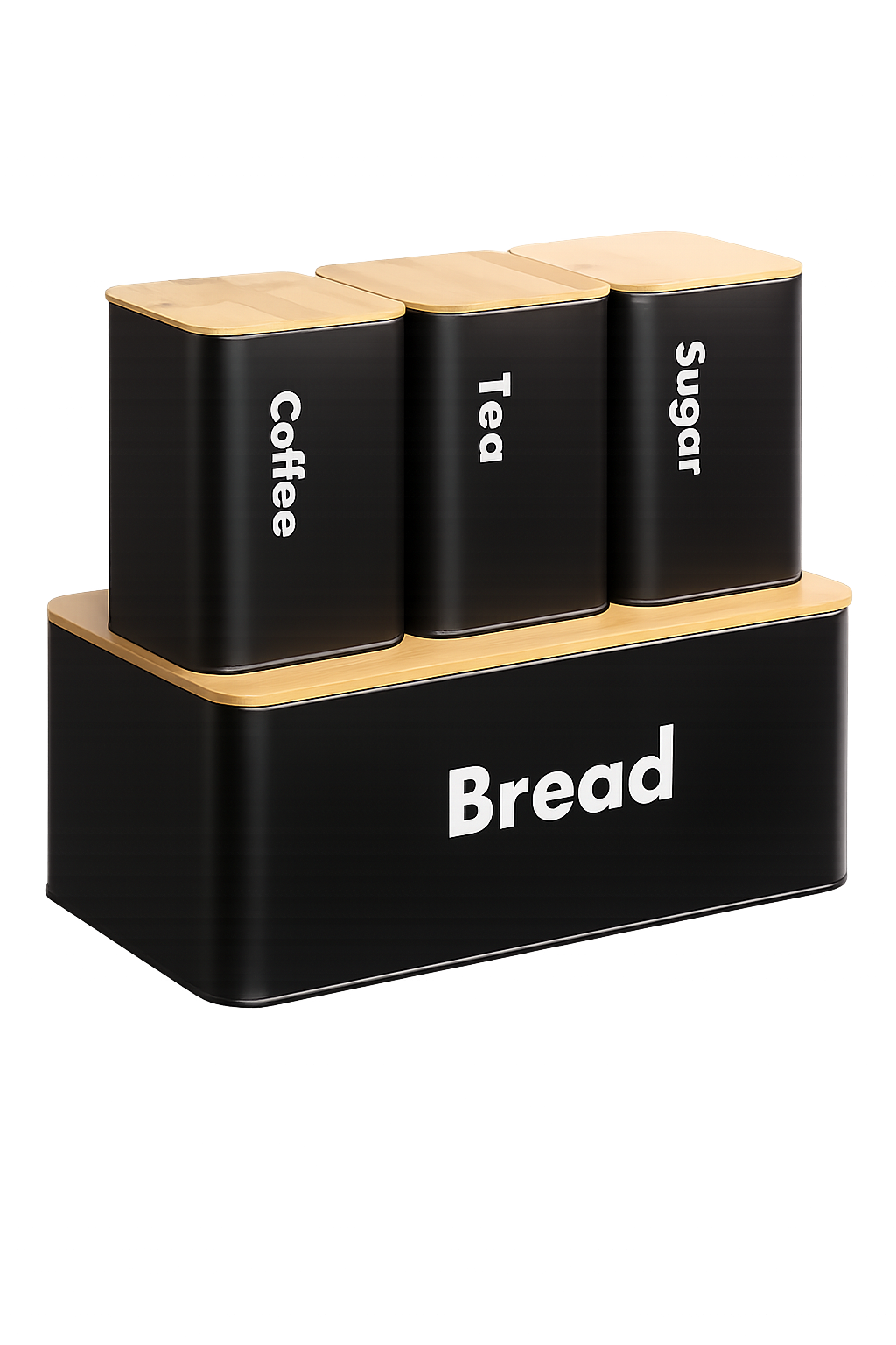 Bread Box with Sugar, Tea & Coffee Containers β 4 Piece Kitchen Storage Set