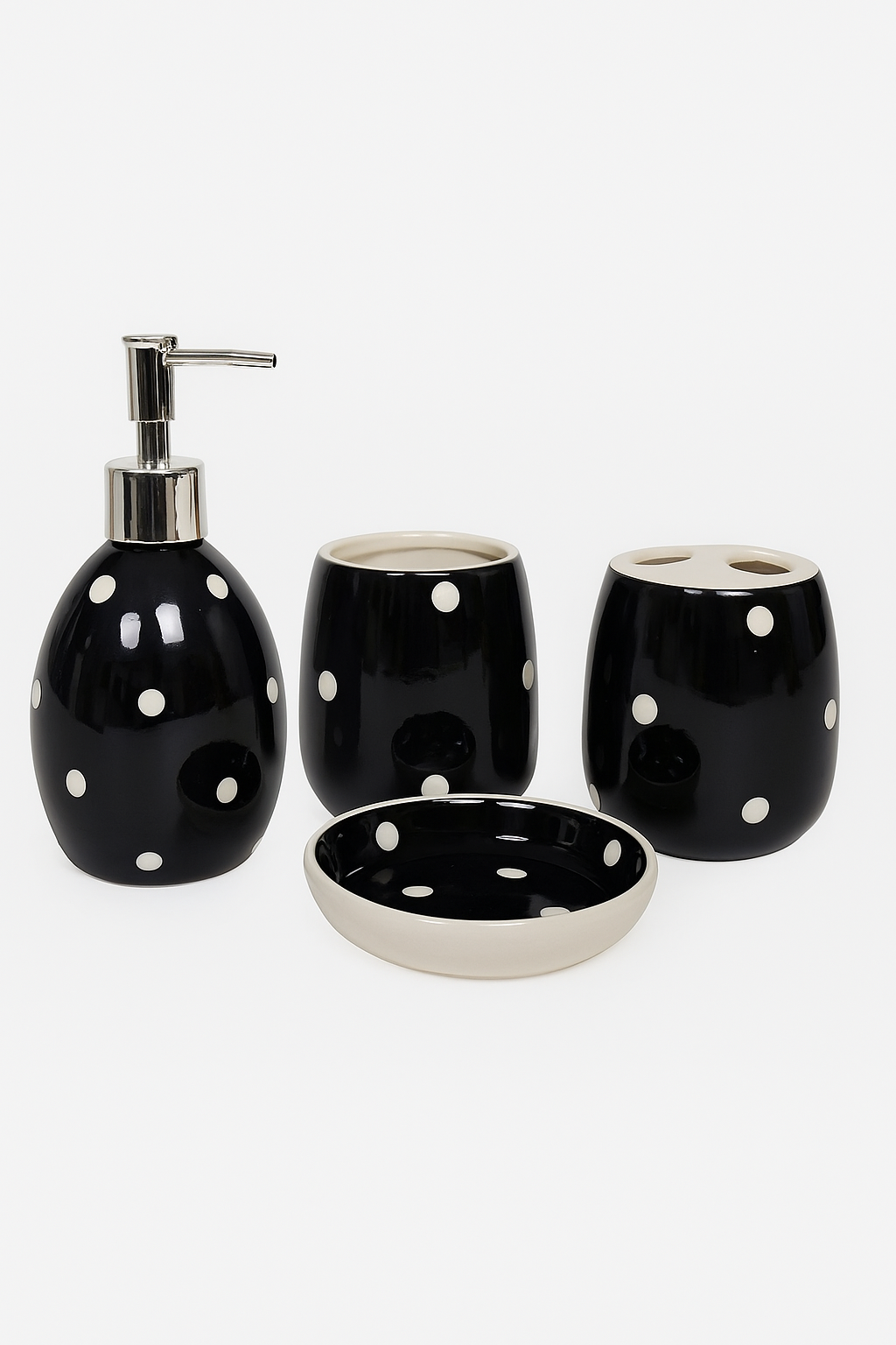 4-Piece Black & Red Bath Set