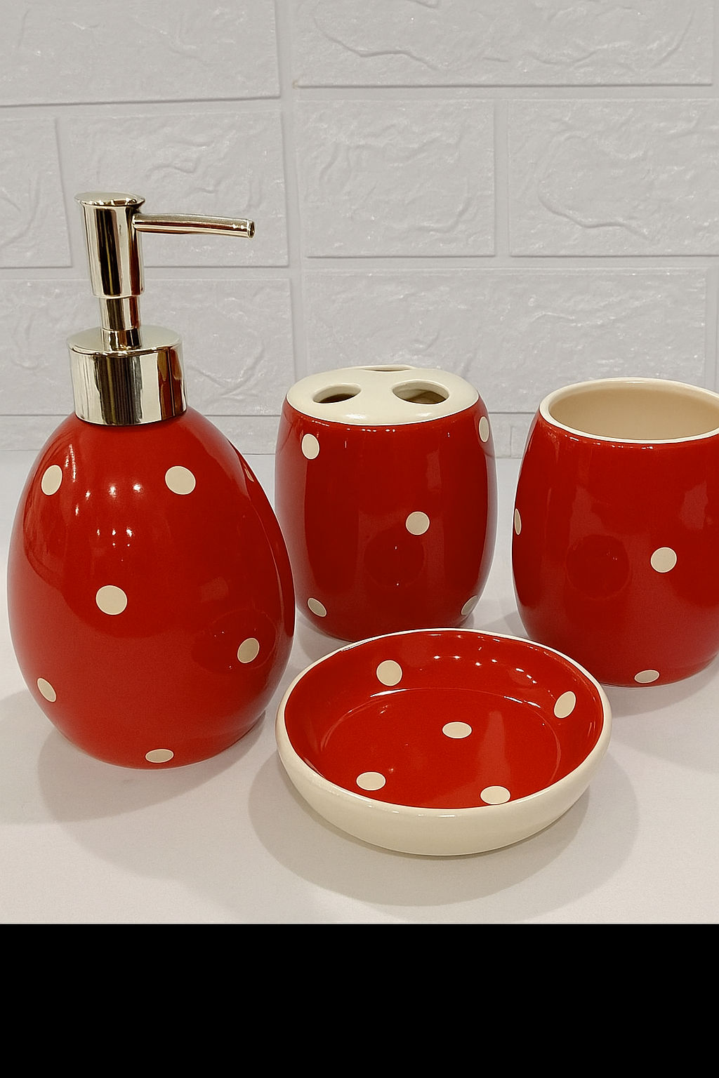 4-Piece Black & Red Bath Set