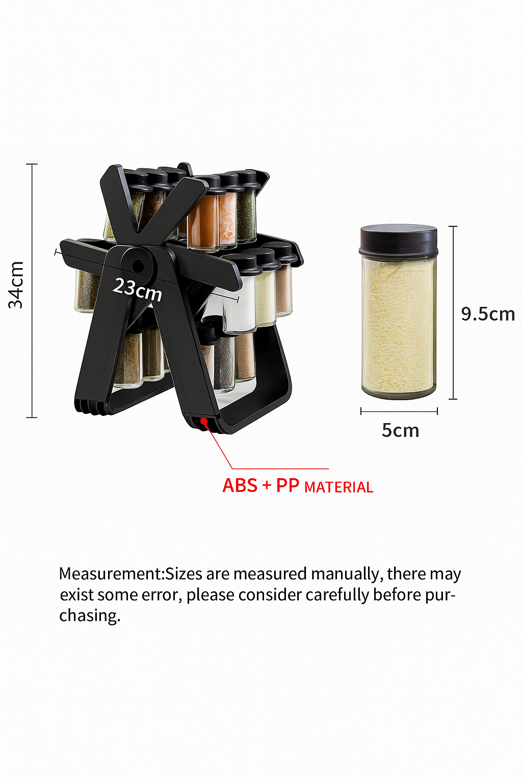 Ferris Wheel Rotating Spice Rack with 18 Glass Jars (100ml) β Space-Saving Kitchen Organizer