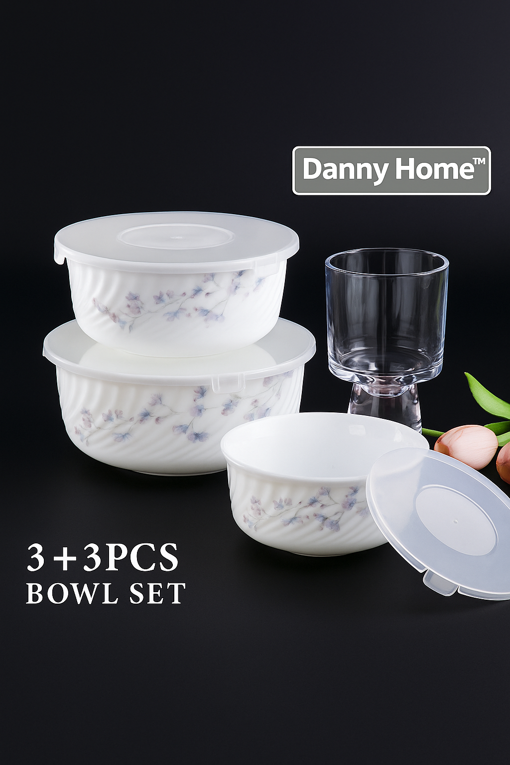 Danny Home Opal Preservation Bowls with Lid β 3 Pcs Set