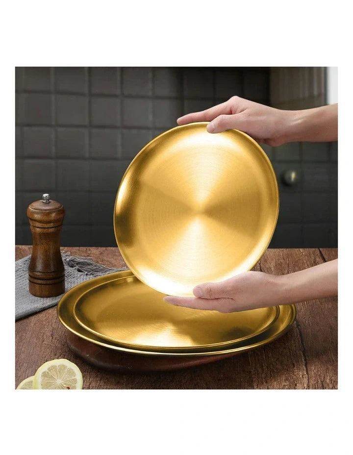 Gold Plate Round Stainless Steel Size : 55 CM