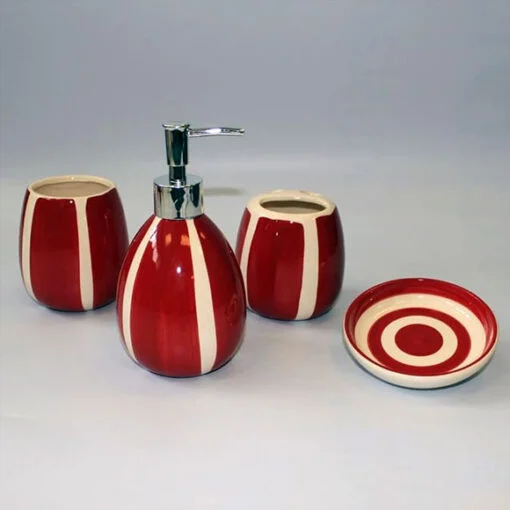 Piece Black & White Stripe Ceramic Bath Set
