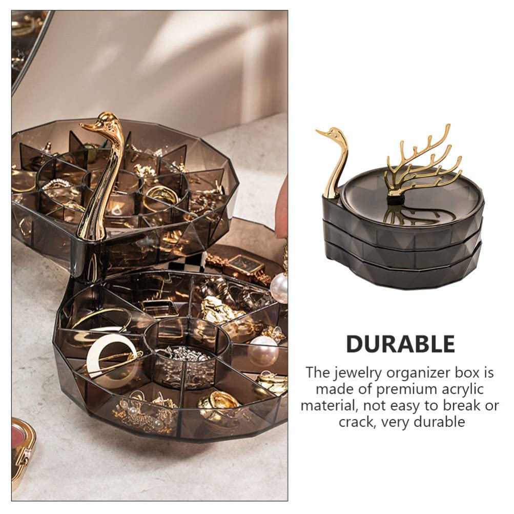 luxury 3 Layer Swan Jewelry Organizer