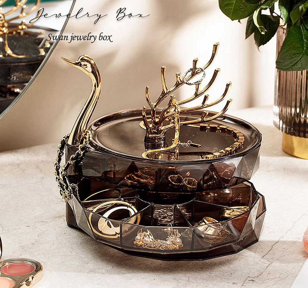 luxury 3 Layer Swan Jewelry Organizer