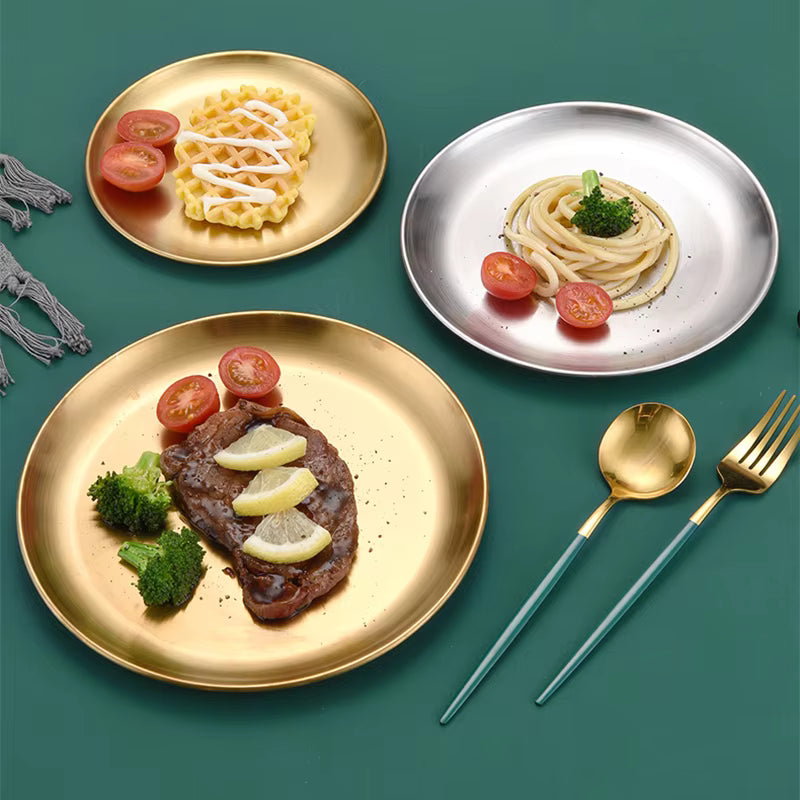 Gold Plate Round Stainless Steel Size : 55 CM