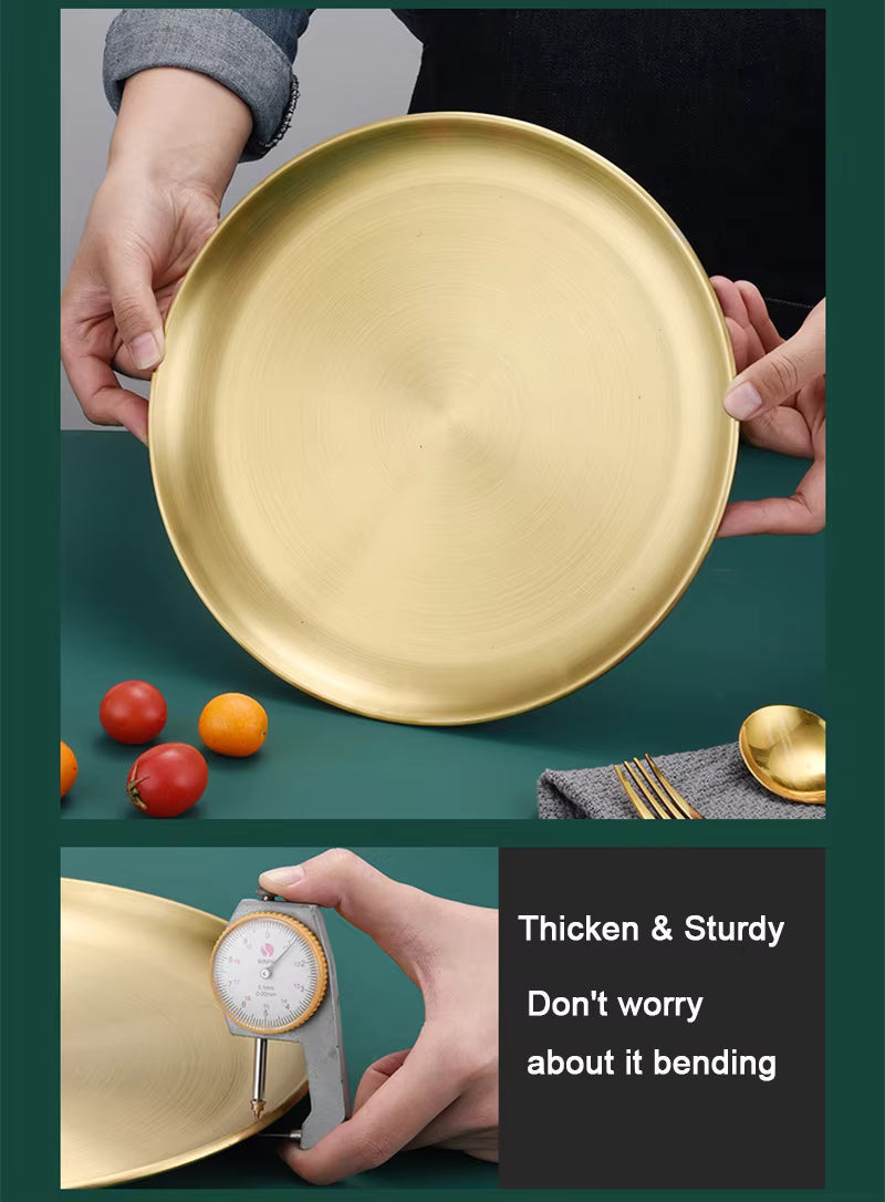 Gold Plate Round Stainless Steel Size : 55 CM