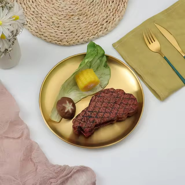 Gold Plate Round Stainless Steel Size : 55 CM
