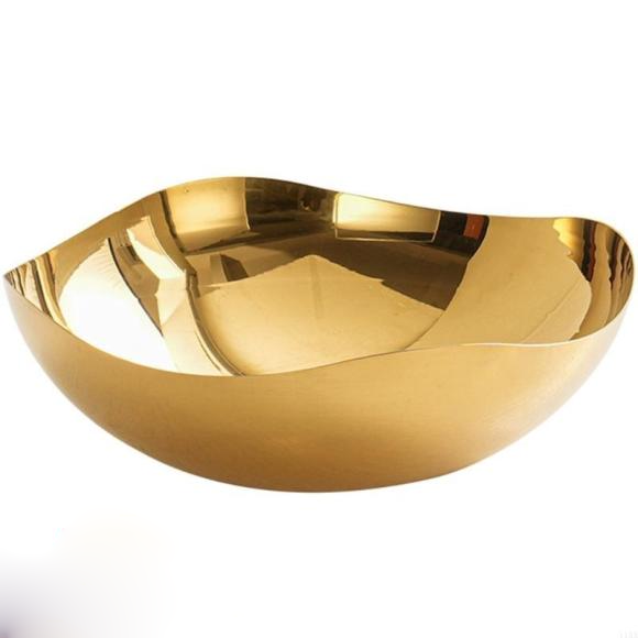 Stainless Steel Golden Fruit & Salad Serving Bowl β 16cm | Available in 20cm, 18cm & 16cm