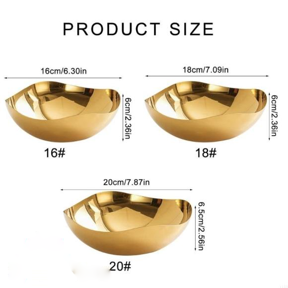 Stainless Steel Golden Fruit & Salad Serving Bowl β 16cm | Available in 20cm, 18cm & 16cm