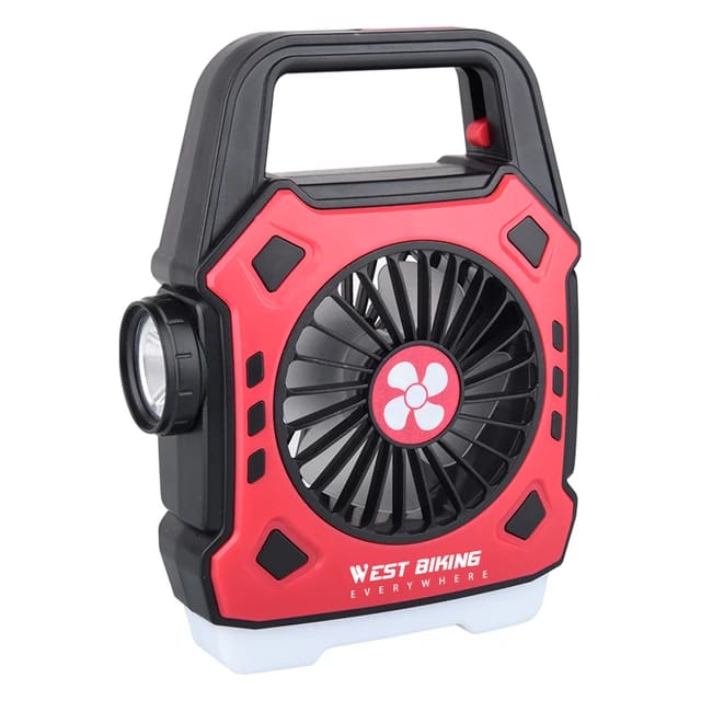 Rechargeable Camping Desk Fan with LED Light & Handle – Portable Tent Fan