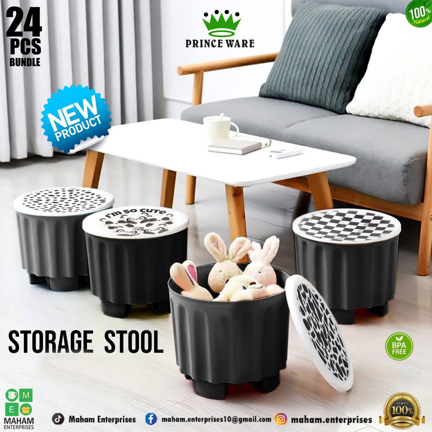 Drum Storage Kids Stool Box - Pack of 2