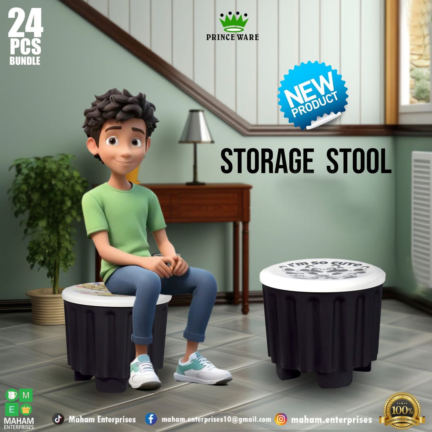 Drum Storage Kids Stool Box - Pack of 2