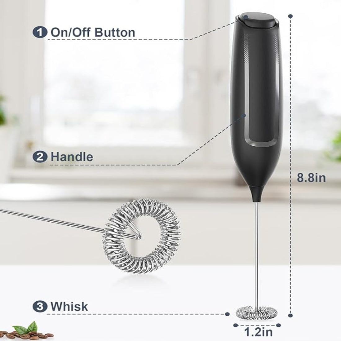 ☕ Hand-Held Milk Frother – Strong, Fast & Portable Foam Maker 🧋