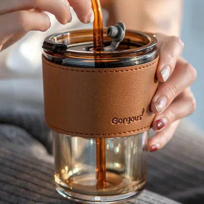 Brown Glass Sipper β Aesthetic & Reusable | 500ml