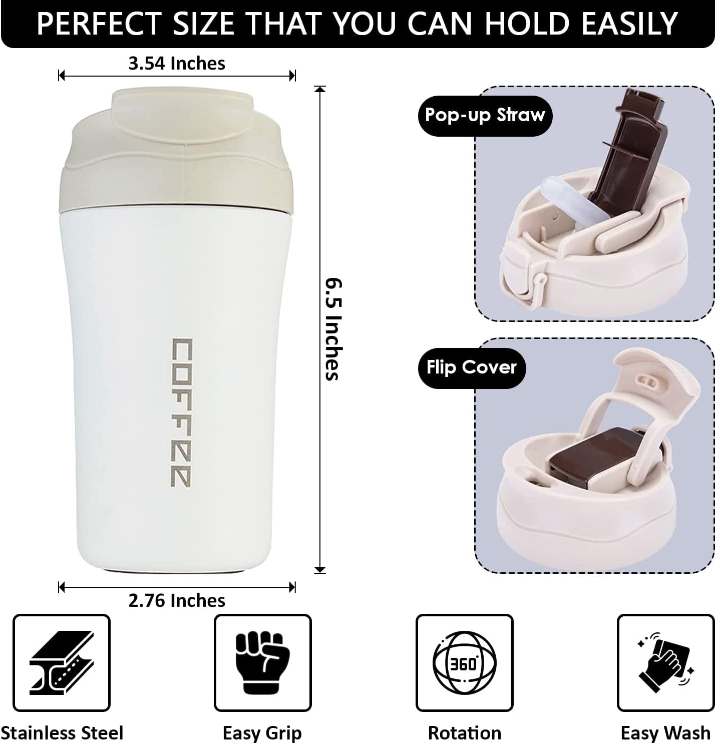 π₯ 400ML Double Wall Stainless Steel Coffee Mug β Leak-Proof Thermos Travel Cup |β Perfect for Coffee, Tea & More β Ideal Gift Option π