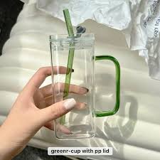 π Vintage Vibes Glass Sipper β Green Lid & Handle | Retro Charm Meets Modern Use