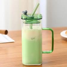π Vintage Vibes Glass Sipper β Green Lid & Handle | Retro Charm Meets Modern Use