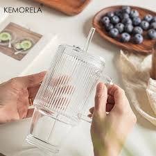 π Iridescent Glass Sipper with Wooden Lid & Straw β Elegant Textured Design