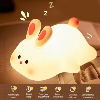 Cute Rabbit Silicone Night Lamp β Soft Touch, Rechargeable