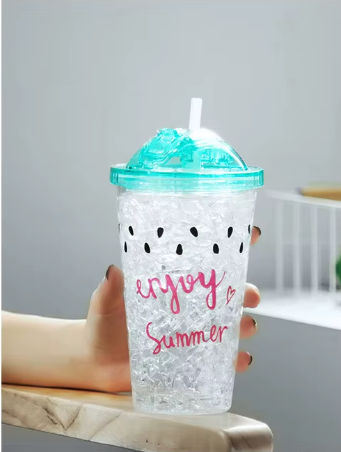 π§600ML Broken Ice Straw Bottle | Stylish Sipper for Juice, Milk & Water π₯€