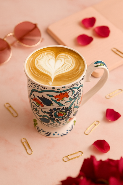 Elegant Blue Painted Ceramic Mug