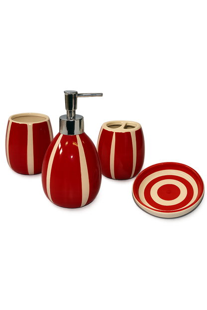 Piece Black &amp; White Stripe Ceramic Bath Set