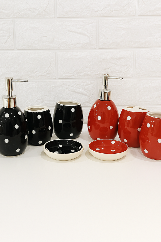 4-Piece Black &amp; Red Bath Set