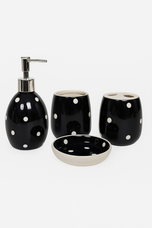 4-Piece Black &amp; Red Bath Set