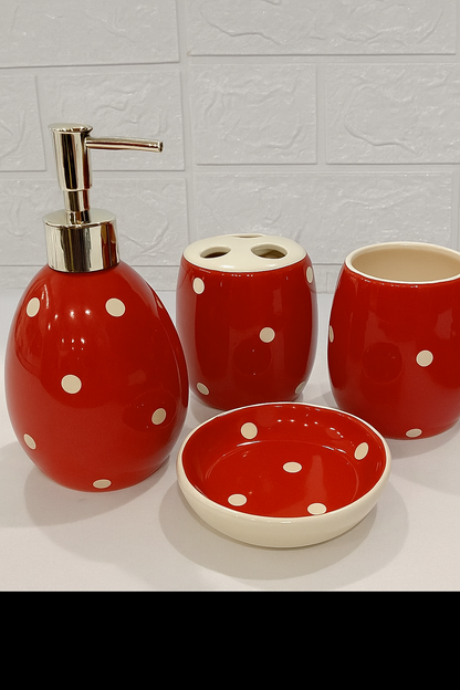 4-Piece Black &amp; Red Bath Set