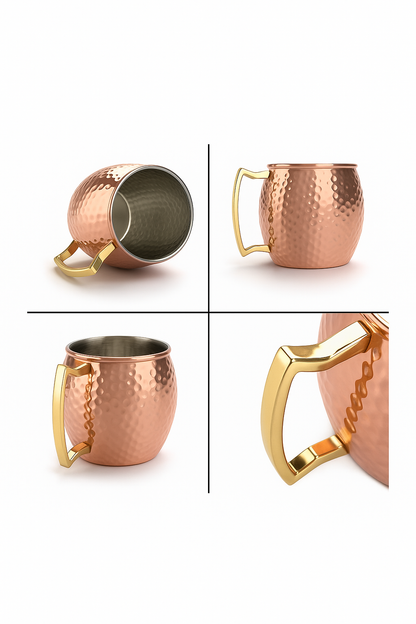 1 Pc 550ml Hammered Copper Mug – Elegant Drinkware for Cocktails & More