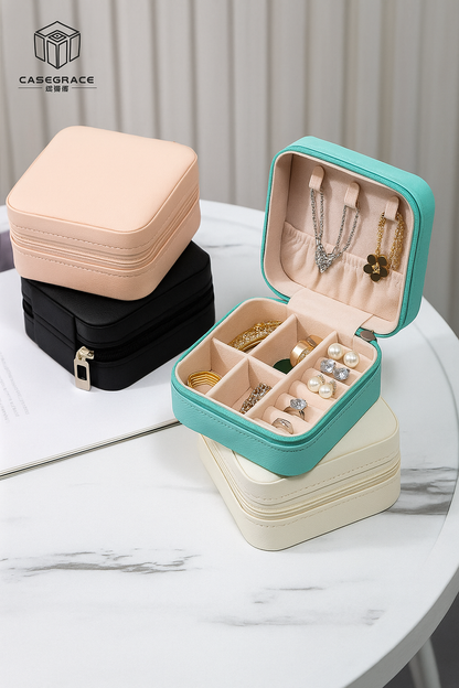 Portable Mini Faux Leather Jewelry Box