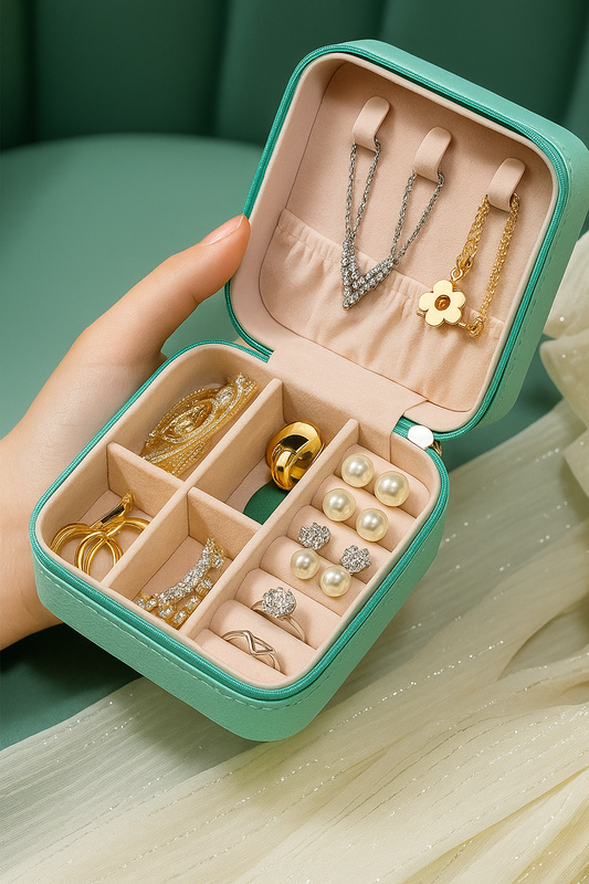 Portable Mini Faux Leather Jewelry Box