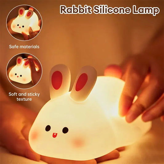 Cute Rabbit Silicone Night Lamp – Soft Touch, Rechargeable