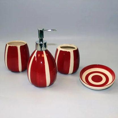 Piece Black &amp; White Stripe Ceramic Bath Set