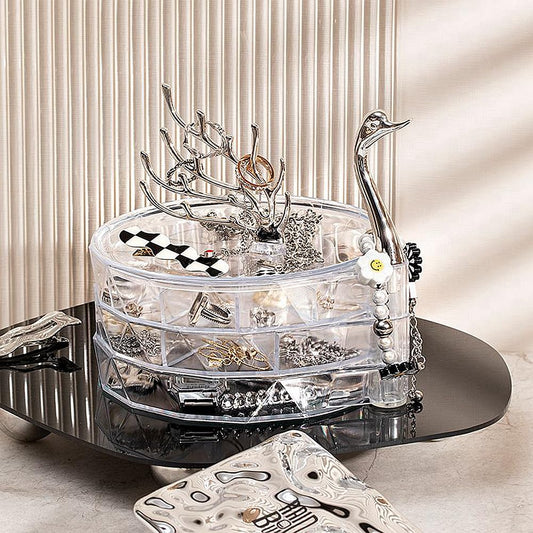 luxury 3 Layer Swan Jewelry Organizer