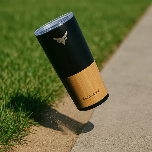 🔥 Thermotrek Stainless Steel Insulated Tumbler White with Bamboo Exterior - 16.9 oz (500ml)  🧊