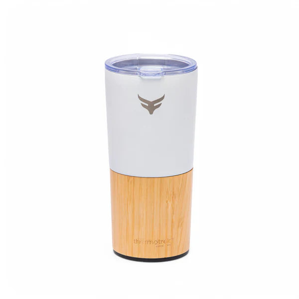 🔥 Thermotrek Stainless Steel Insulated Tumbler White with Bamboo Exterior - 16.9 oz (500ml)  🧊
