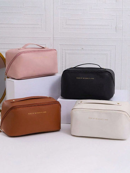 PU Leather Large Capacity Travel Cosmetic Bag – Waterproof & Stylish Organizer
