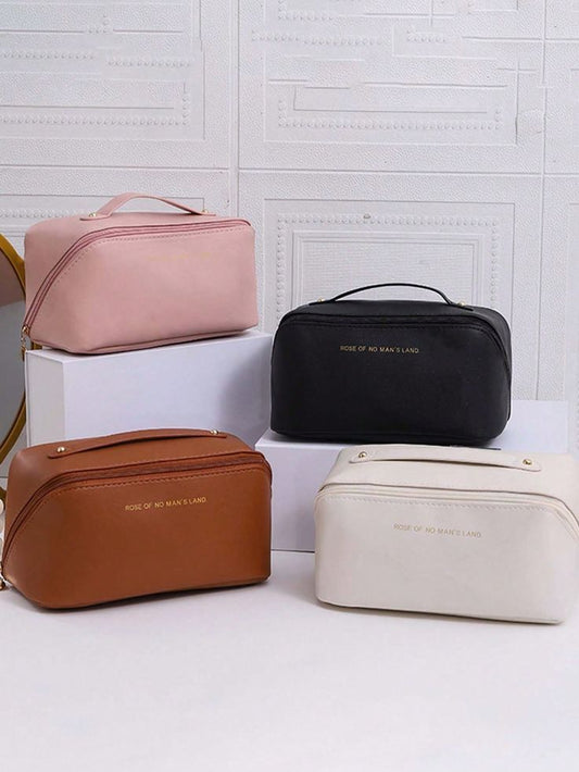 PU Leather Large Capacity Travel Cosmetic Bag – Waterproof & Stylish Organizer