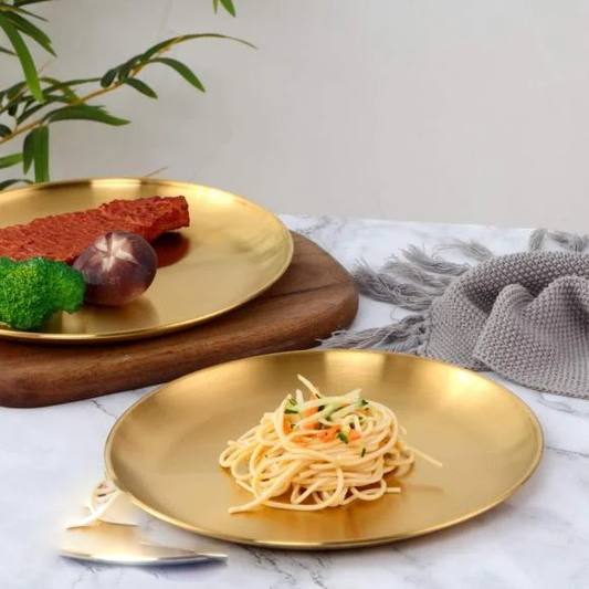 Gold Plate Round Stainless Steel Size : 55 CM