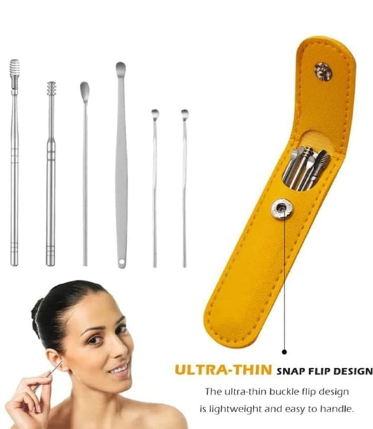 Ear Wax Cleaning Kit – 6-in-1 with Leather Pouch!