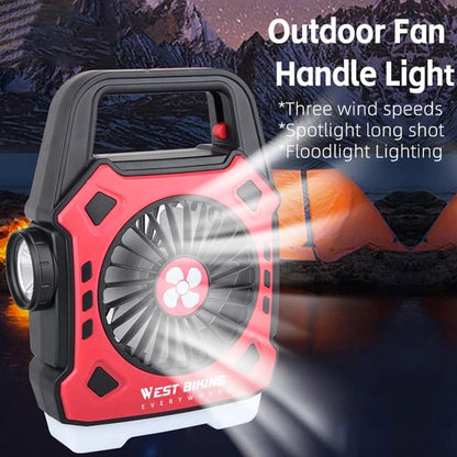 Rechargeable Camping Desk Fan with LED Light & Handle – Portable Tent Fan