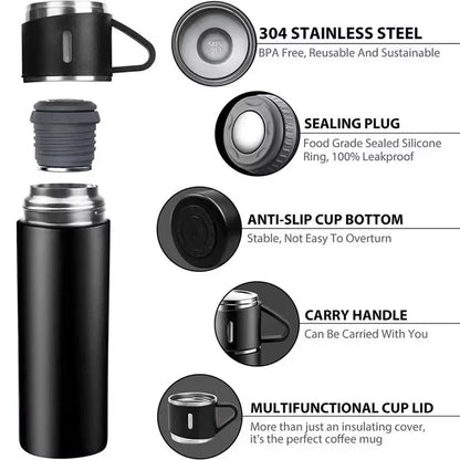 🌟 500ML Vacuum Flask Bottle – Sleek, Single Cup Design for Everyday Use