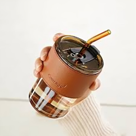 Brown Glass Sipper – Aesthetic & Reusable | 500ml