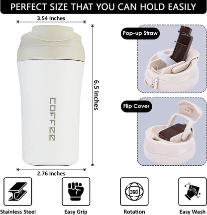🔥 400ML Double Wall Stainless Steel Coffee Mug – Leak-Proof Thermos Travel Cup |☕ Perfect for Coffee, Tea & More – Ideal Gift Option 🎁