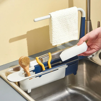 Telescopic Sink Shelf – Adjustable Kitchen Sink Organizer for Soap, Sponges & Cloths