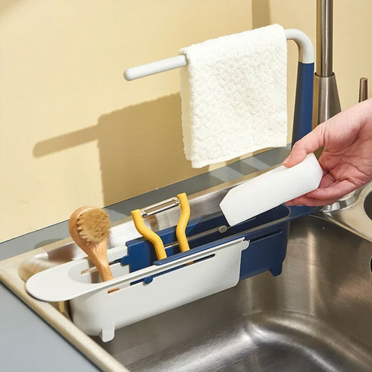Telescopic Sink Shelf – Adjustable Kitchen Sink Organizer for Soap, Sponges & Cloths
