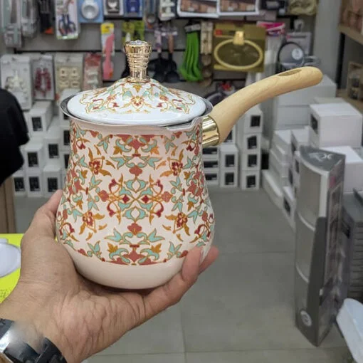 Turkish Coffee Pot with Long Wooden with Lid Arabic Heavy Duty 550/720ML