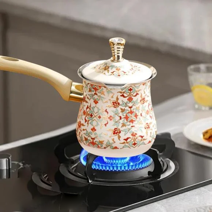 Turkish Coffee Pot with Long Wooden with Lid Arabic Heavy Duty 550/720ML